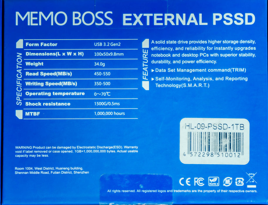 Memo Boss External PSSD-1TB