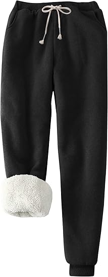 Flygo Women's Winter Warm Fleece Joggers Pants Sherpa Lined Athletic Active Sweatpants