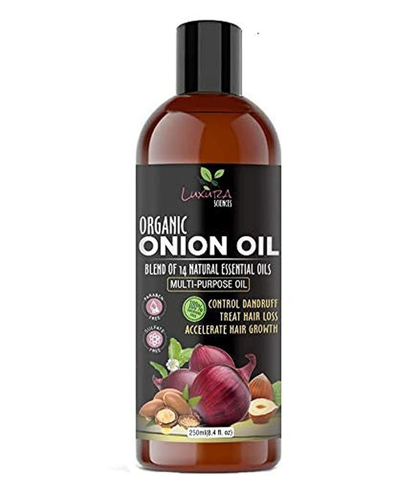 Huile d'oignon biologique | Contrôle la perte de cheveux, les pellicules et favorise la croissance | Infusée de 14 huiles essentielles pour des racines fortes | Soins capillaires sans sulfate