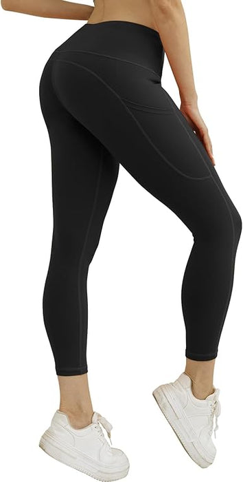 Match Womens High Waisted Active Yoga Pants with Pockets Tummy Control Workout Buttery Soft Leggings