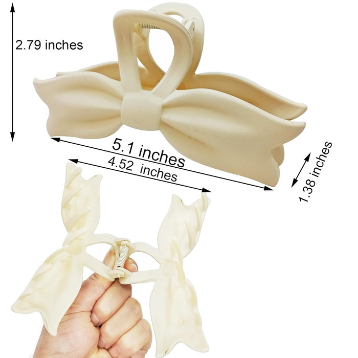 Large Bow Claw Clips for Thick Hair,Jumbo Hair Clips for Women long Hair,5" Big Jaw Clips for Curly Hair Giant Clamps 4 Counts