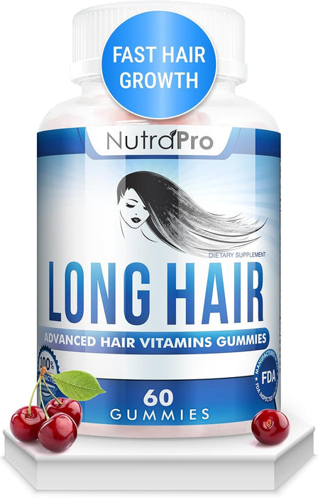 Gomitas para cabello largo NutraPro: suplemento anticaída para acelerar el crecimiento del cabello débil y ralo