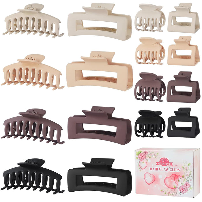Pinzas para el cabello NEW LIVE, 16 unidades, para mujeres: pinzas para el cabello para cabello fino, grueso y rizado, pinzas grandes y pequeñas con forma de banana mate, pinzas para el cabello antideslizantes de sujeción fuerte, varios tamaños y estilos