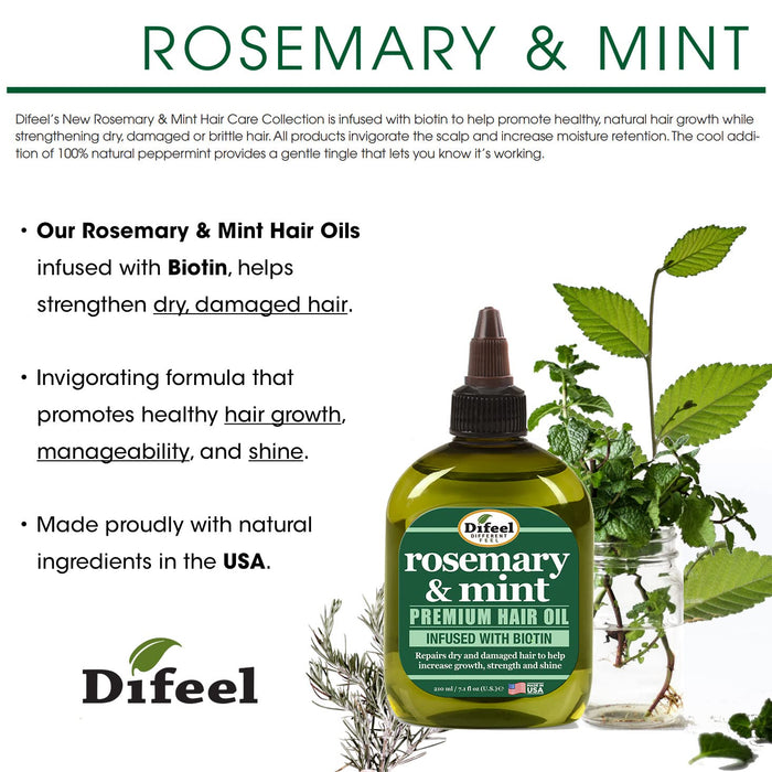 Difeel Rosemary and Mint Premium Hair Oil with Biotin|Natural Rosemary Oil for Hair Growth & Biotin