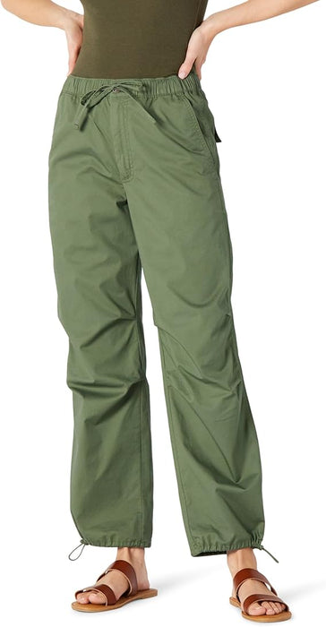 Essentials Women's Mid-Rise Baggy Loose-Fit Wide-Leg Parachute Pants