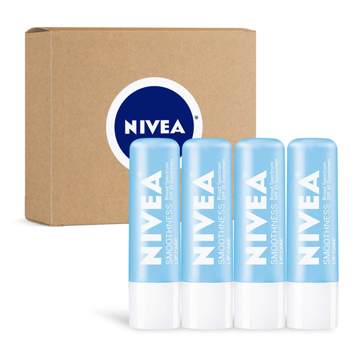 NIVEA Smoothness Lip Care SPF 15|Lip Balm SPF Stick| Pack of 4