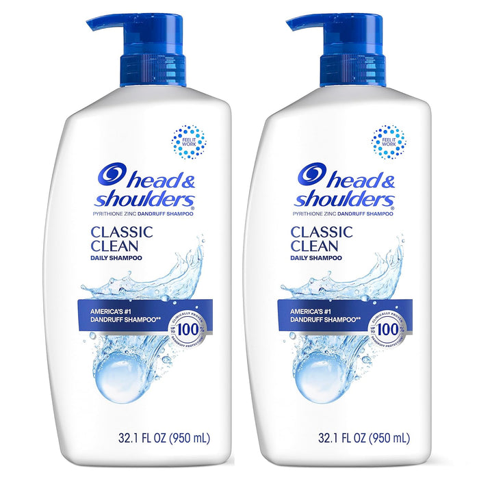 Lot de 2 shampoings antipelliculaires Head & Shoulders Classic Clean, antipelliculaire à usage quotidien, sans paraben, sans danger pour la couleur