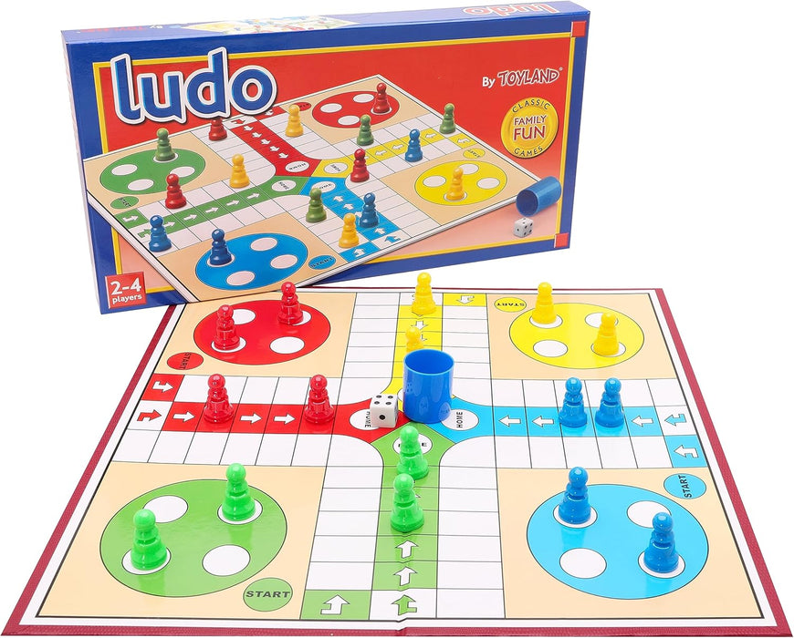 Toyland® 20 Piece Ludo Game with Foldable Board & Storage Box - Traditional Family Board Games - Ages 3+