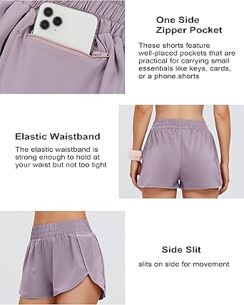 Blooming Jelly Women's Quick-Dry Running Shorts Workout Sport Layer Active Shorts with Pockets 1.75"