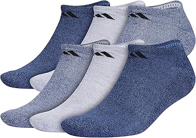 adidas Men's Athletic Cushioned 6-Pack No Show, Socks for Men