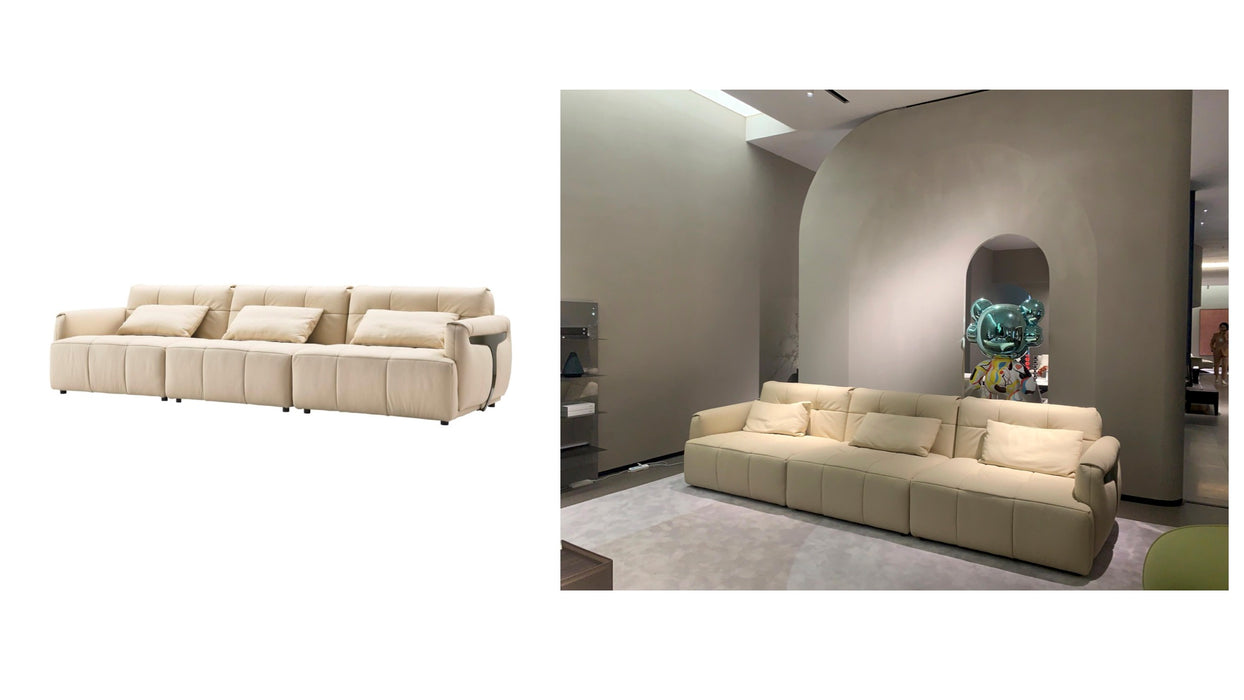 Rising Italian Minimalist Full Top-layer Cowhide Genuine Leather Sofa for Modern Large-sized Living Room and Light Luxury Style