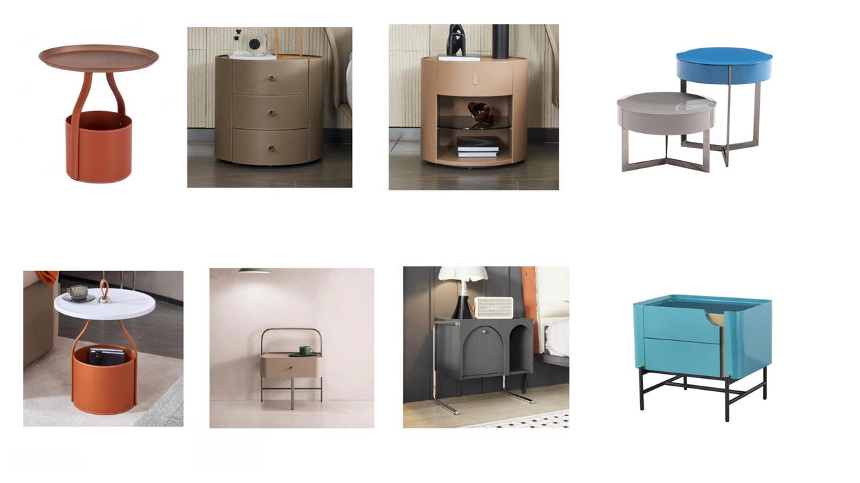 Italian Design Hotel Bedroom Furniture Drawer Nightstand Leather Modern Luxury Round Bedside Table Nightstands
