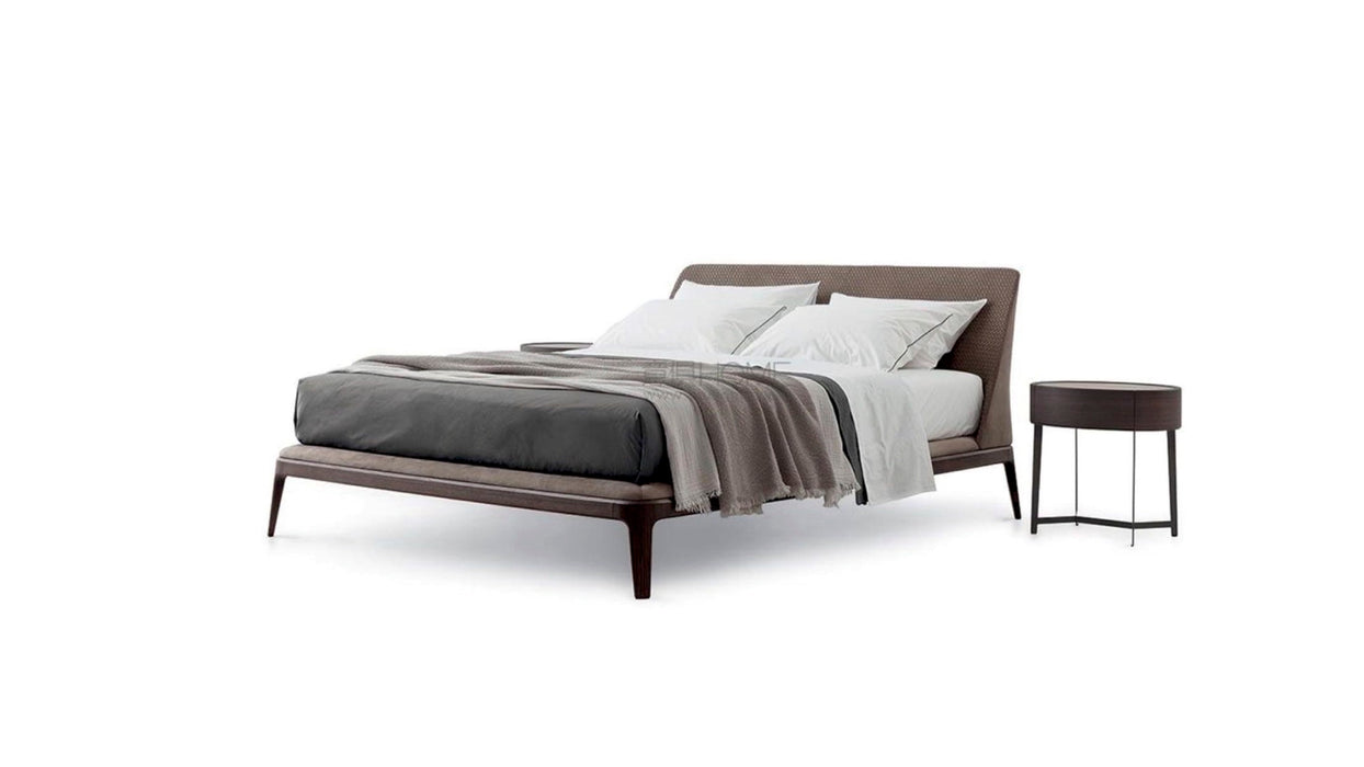 Smoke Gray Bed Frame with White Oak Finish + Metal Interior Structure - Modern Bedroom Furniture