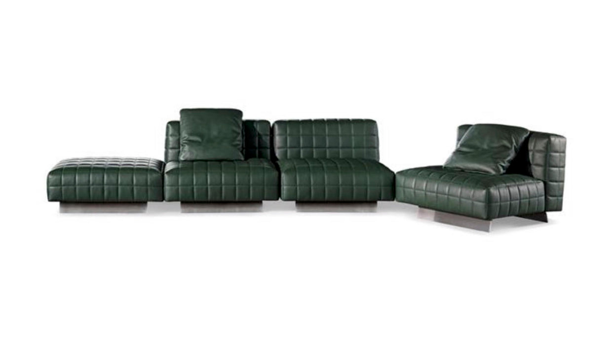 Modern black leather sofa set on a white background