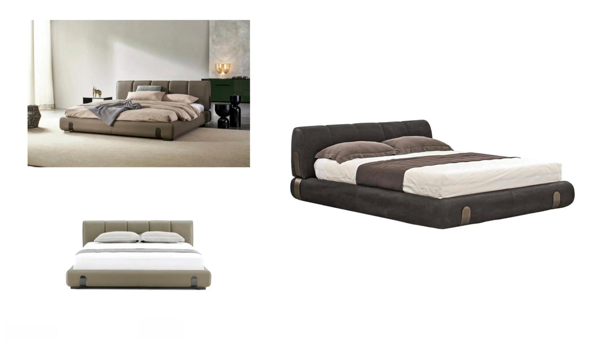 SpongeDe Kixoon DUNE Modern Top Grain Leather King/Queen Size Bed Massage Function High-end Luxury Bedroom Furniture 2024 New