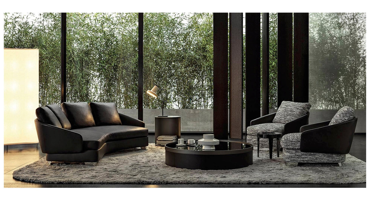 Italy Comfortable Hot Sale Round Sofa Home Living Room Furniture Optional Colors 4Seater Leather Sofa Set Hotel Villa Sofa Sets