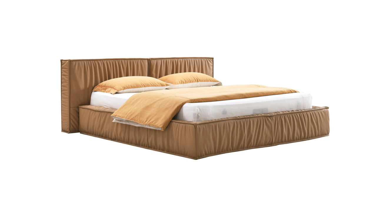 Bed Frame PU leather in Queen Brown