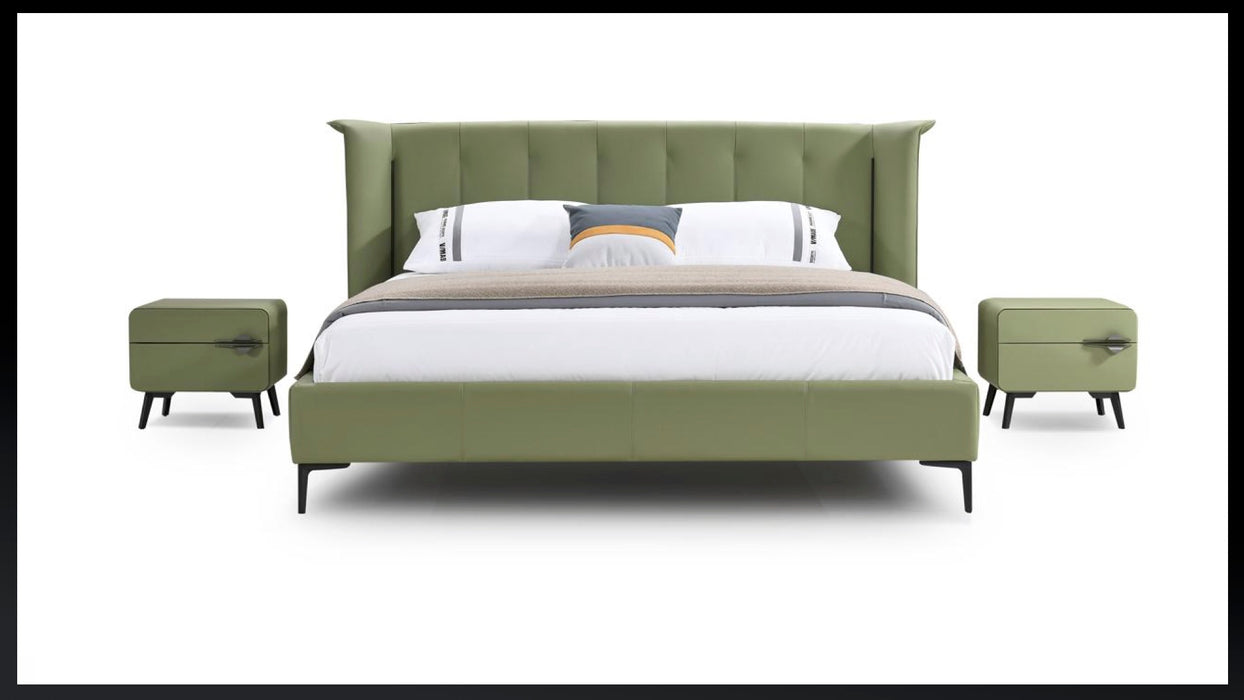 Modern Style Metal Backrest Bed Frame Wall Bed Leather Upholstered Platform King Size Bed