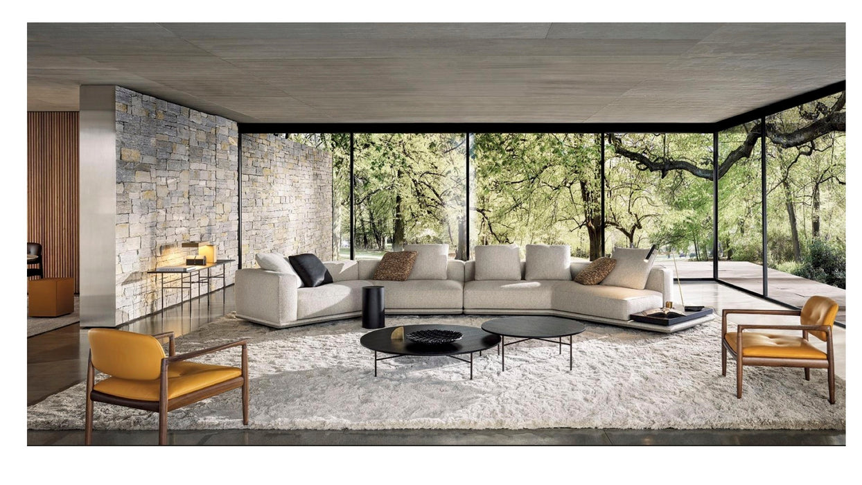 WISEMAX FURNITURE Nordic Living Room Furniture Long Wood Frame Couch L Shape Linen Fabric Sectional 3 4 Seat Sofa for Home