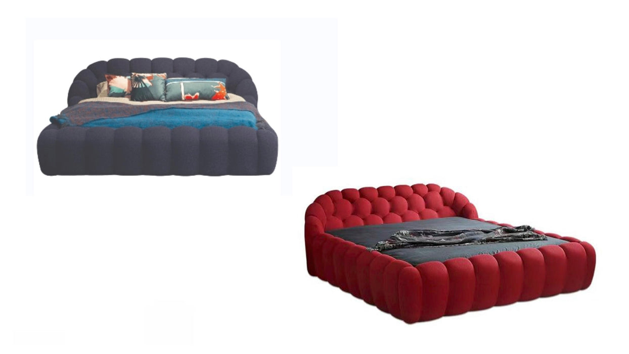 French Rochburg Simple Bedroom Bubble Bed High-End Teddy Velvet Double Fabric Adjustable Storage Feature Creative Designer Bed