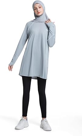 Modest Long Sleeve Shirts for Women Quick Dry Athletic Top Yoga Running Workout Tees for Muslim Women