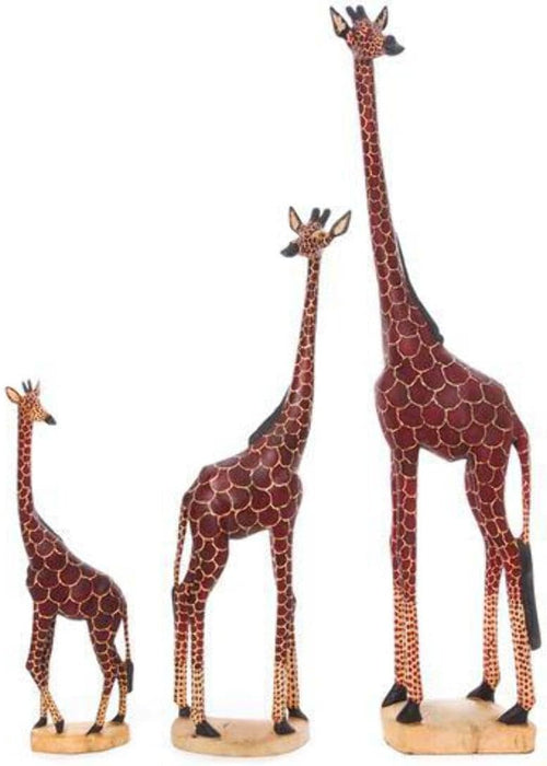 Wooden Jacaranda African Giraffe Sculptures 8"