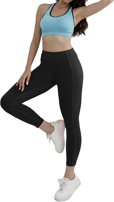 Match Womens High Waisted Active Yoga Pants with Pockets Tummy Control Workout Buttery Soft Leggings