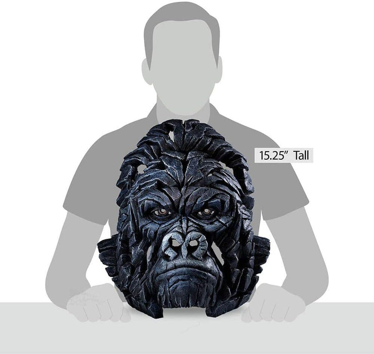 Enesco Edge Sculpture Gorilla Head Animal Bust Figurine, 15 Inch, Black