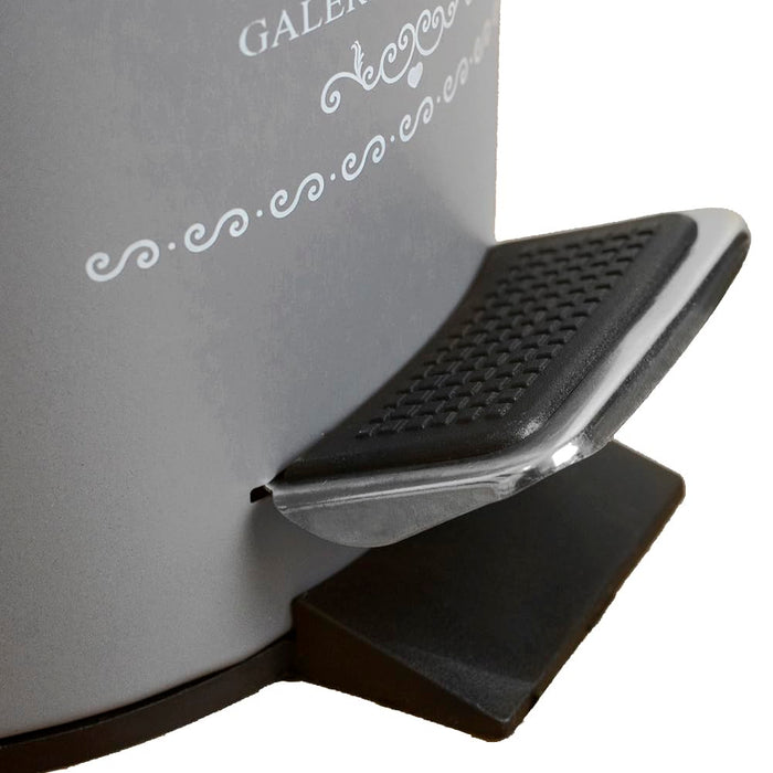 Home Basics Paris Collection Bathroom Accessories, Office, Bedroom, Decorative Waste Basket With Stylish Accent Decor To Complement Any Bathroom, 3 Liter Waste Bin, Grey