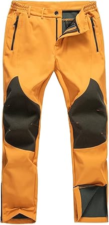 Gash Hao Mens Snow Ski Waterproof Softshell Snowboard Pants Outdoor Hiking Fleece Lined Zipper Bottom Leg