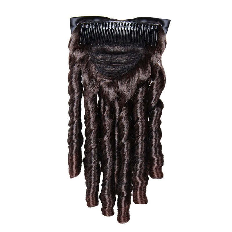 Regency Ringlet Ponytail Hairpiece with Bow Spiral Curl Synthetic Half Wig Historical Colonial Lady Costume Wig