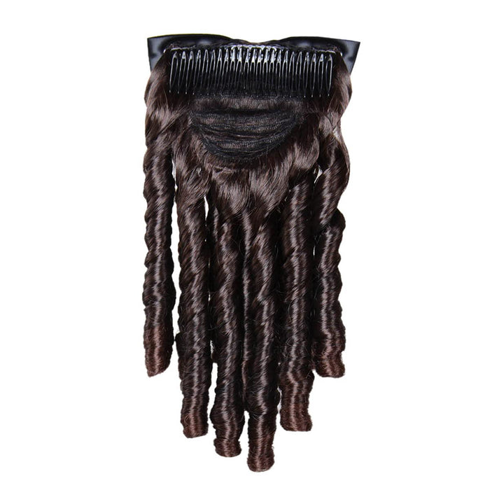 Peluca sintética con cola de caballo y lazo estilo regencia, rizos en espiral, estilo colonial histórico