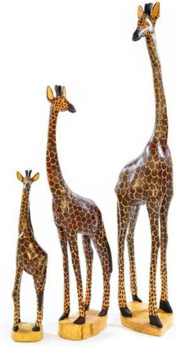Wooden Jacaranda African Giraffe Sculptures 8"