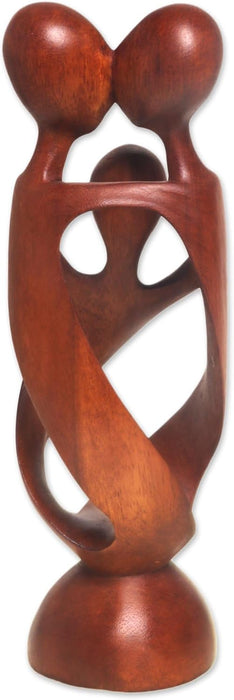NOVICA Artisan Handcrafted Wood Statuette Family from Bali Brown Indonesia Sculpture [9in H x 3in Diam.] ' Family Spiral'