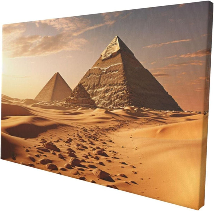 Canvas Wall Art for Living Room Wall Decor 12"x18" Modern Artwork Painting Pictures Hanging Canvas Prints Pyramid Africa Desert Aesthetic Wall Art for Bedroom Bathroom Office Wallart Decor