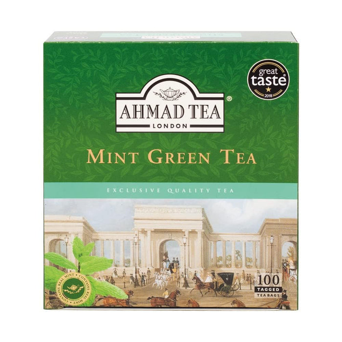 Ahmad Tea Mint Green Tea Teabags, 100 ct |Caffeinated and Sugar-Free