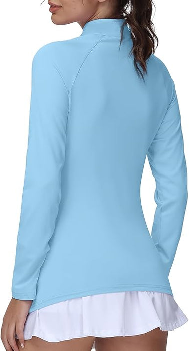 Golf Shirts for Woman UPF 50+ Sun Protection Quick Dry Lightweight Long Sleeve Polo Shirts for Woman Rash Guard
