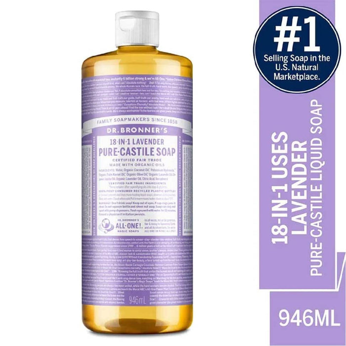 Dr. Bronner's |Pure-Castile Liquid Soap |Made with Organic Oils|18-in-1 |Uses: Face, Body, Hair, Laundry, Pets & Dishes, Vegan