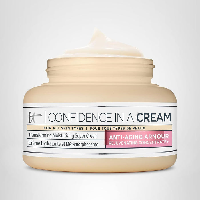 IT Cosmetics Confidence in a Cream - Hydrating & Anti Aging Face Moisturizer, Visibly Reduces Fine Lines & Wrinkles, Up To 48H Hydration, Repairs Skin Barrier, Squalane & Ceramides, For All Skin Types