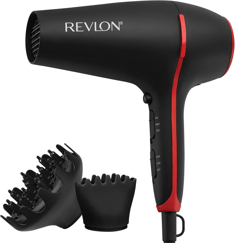 REVLON SmoothStay Coconut Oil Infused Hair Dryer with Diffuser | 1875W Blow Dryer Improves Shine for Smoother Styles and Tames Frizz for Silky Finish