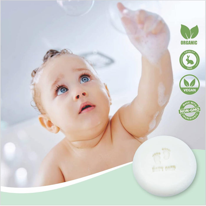 Relaxcation Unscented Baby Soap Bar - 4 Simple Ingredients - ORGANIC Coconut Oil, Olive and Castor Oil, and Moisturizing Cocoa Butter - All Natural Cold Process Soap Bar For Newborn, Baby, Kids