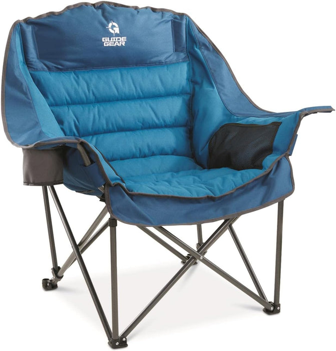 Guide Gear Oversized Extra Large Padded Camping Chair, Portable, Folding, Large Camp Lounge Beach Chairs for Outdoor, Adults, Men and Women, Heavy-Duty 400 Pound Capacity, with Cup Holder