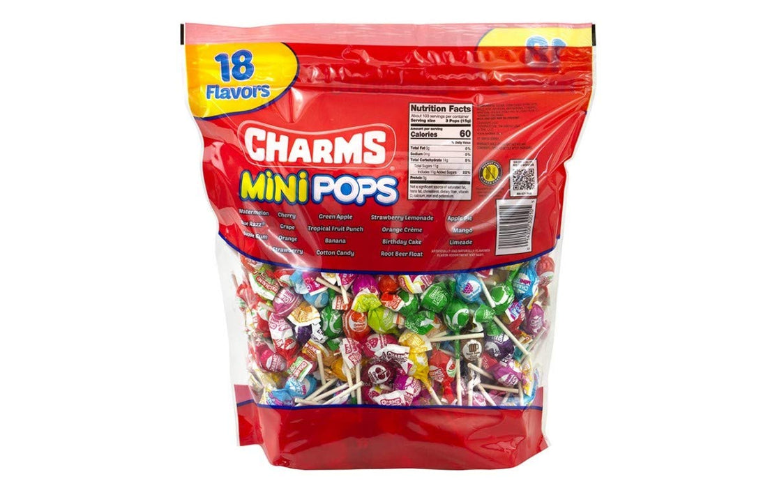 Charms Mini Pops 18 Assorted Flavors with Resealable Bag (300 Count)