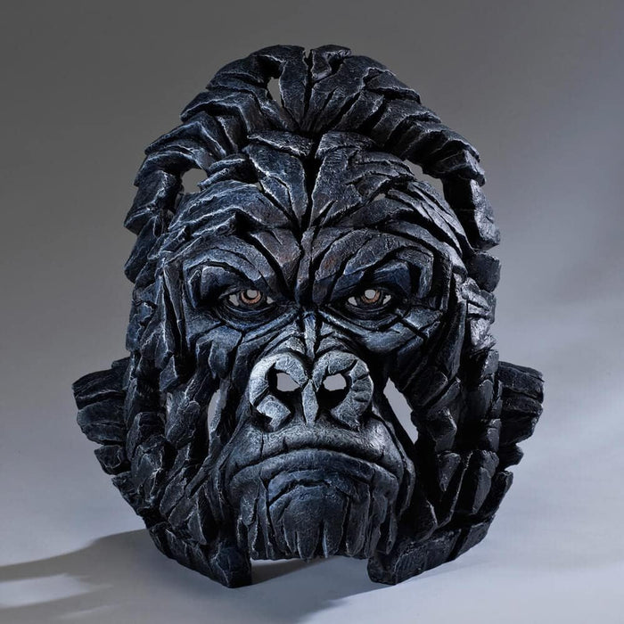 Enesco Edge Sculpture Gorilla Head Animal Bust Figurine, 15 Inch, Black
