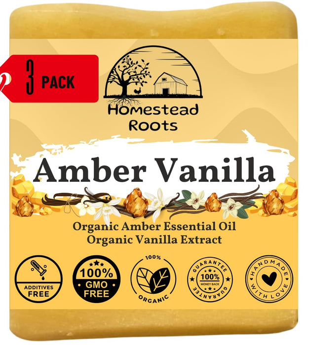 Handcrafted with Grass-Fed Beef Tallow and Organic Oils |Scented with Organic Essential Oils |Artisanal Bar Soap |3 Pack |Each Bar Unique, Beige|