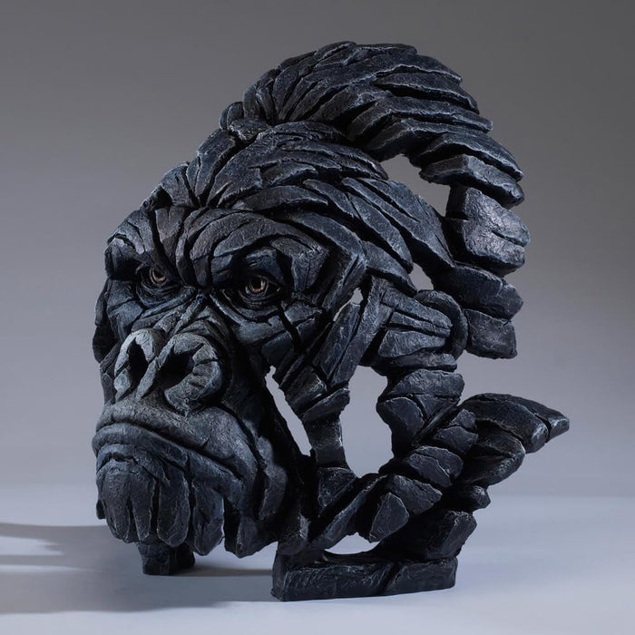 Enesco Edge Sculpture Gorilla Head Animal Bust Figurine, 15 Inch, Black