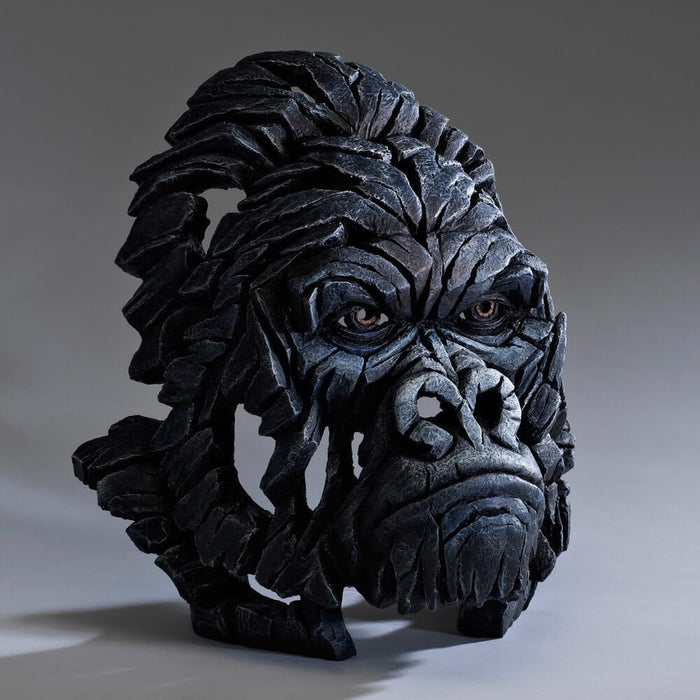 Enesco Edge Sculpture Gorilla Head Animal Bust Figurine, 15 Inch, Black