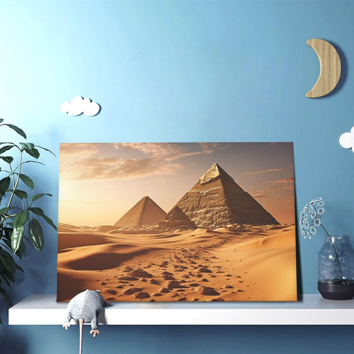 Canvas Wall Art for Living Room Wall Decor 12"x18" Modern Artwork Painting Pictures Hanging Canvas Prints Pyramid Africa Desert Aesthetic Wall Art for Bedroom Bathroom Office Wallart Decor