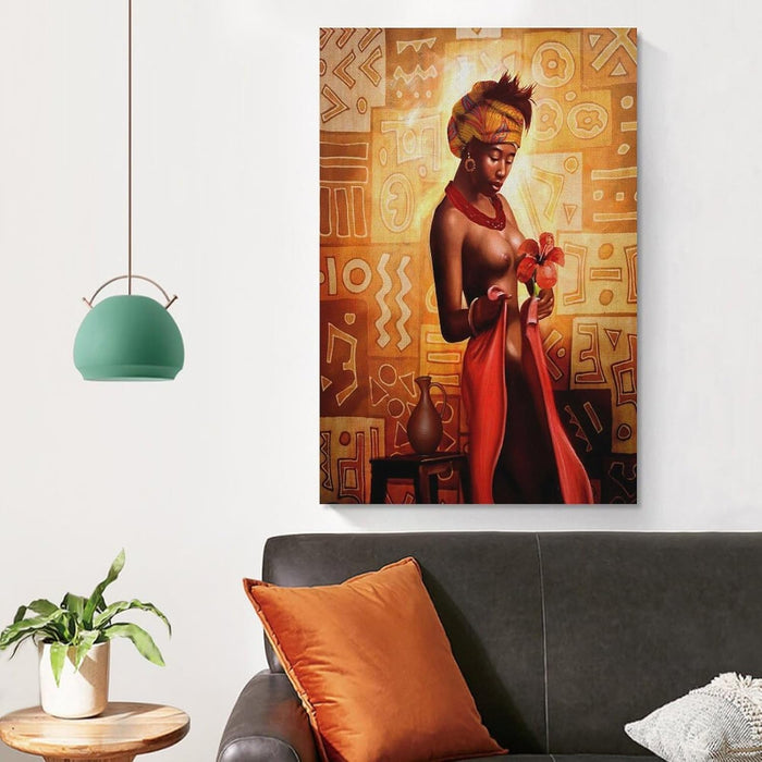 Africa Oil Painting Art Print - African Black Woman Half Nude Art Poster Canvas Print Couple Bedroom Wall Decor Art Canvas Painting Posters And Prints Wall Art Pictures for Living Room Bedroom Decor