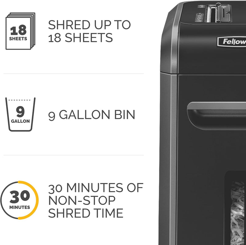 Fellowes Powershred 99Ci 18-Sheet 100% Jam-Proof Heavy Duty Crosscut Paper Shredder Machine for Office and Home, Black/Gray 3229904|18sheets|11 Options